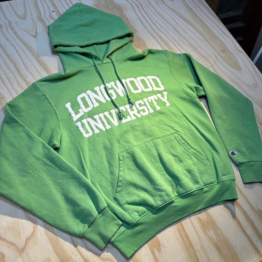 Champion Longwood University Hoodie Green Small Graphic Sweatshirt S